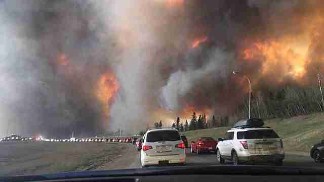 Landscape View of Wildfire near HWY 63 in south Fort McMurray